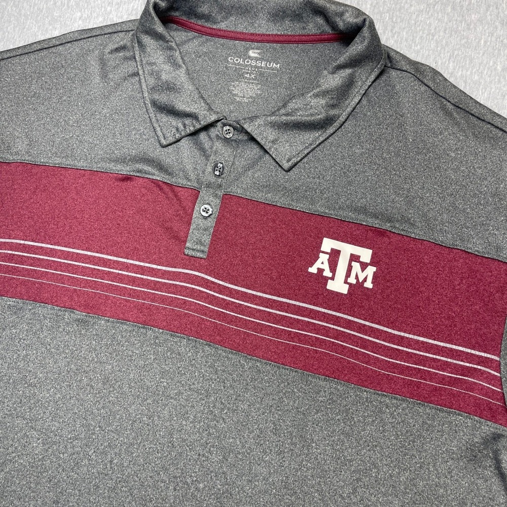 Colosseum NCAA Texas A&M Aggies Polo Shirt Mens 4X Big and Tall Gray Maroon ATM